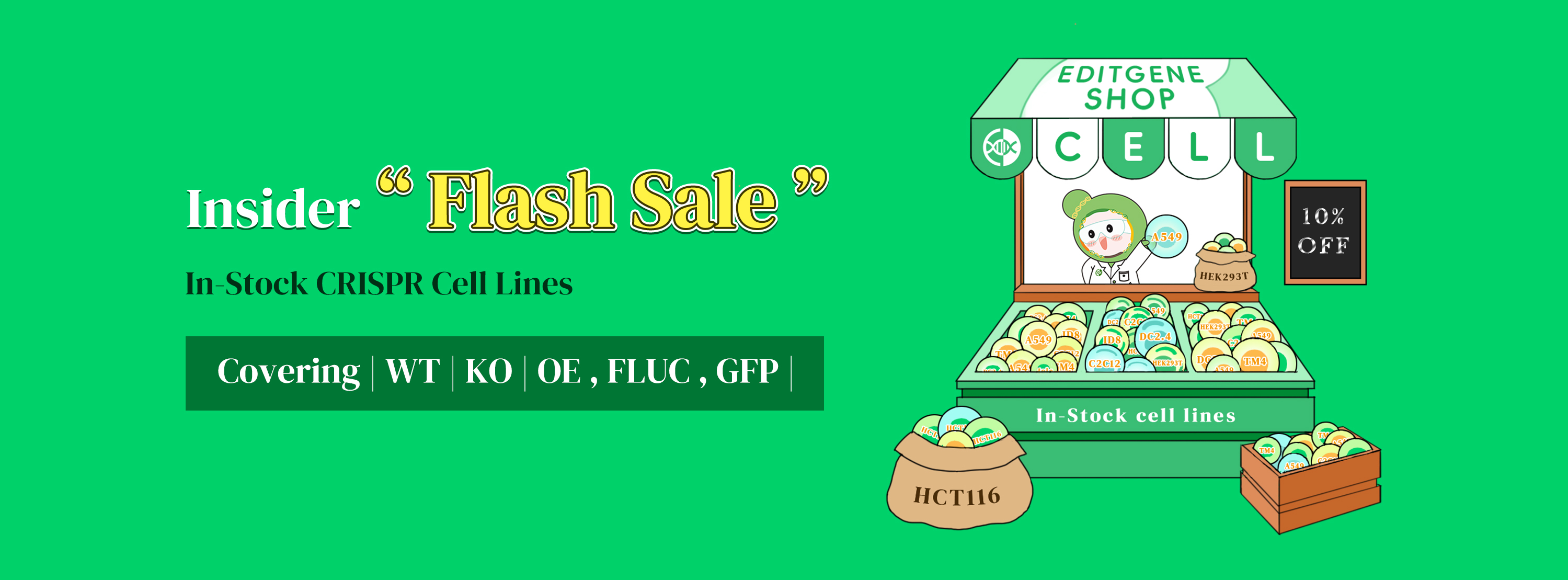 EDITGENE Insiders: Cell Line Flash-Sale! As fast as 1 week!