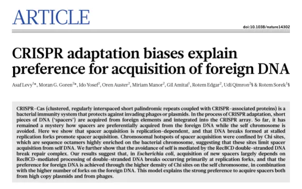  CRISPR adaptation biases explain preference for acquisition of foreign DNA