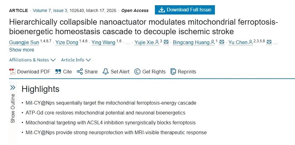 Hierarchically collapsible nanoactuator modulates mitochondrial ferroptosis bioenergetic homeostasis cascade to decouple ischemic stroke